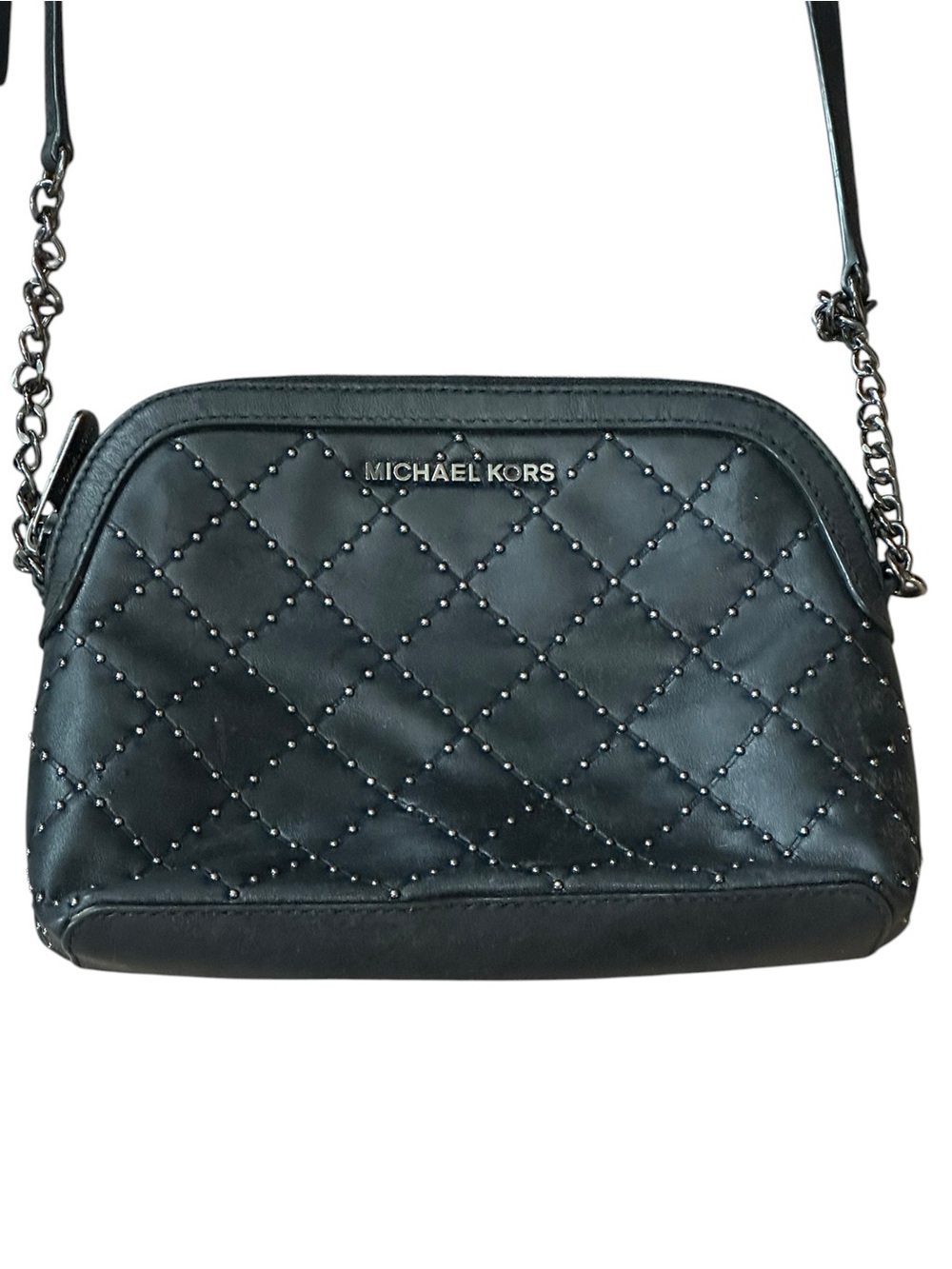 MICHAEL MICHAEL KORS black w/silver accents crossbody bag 9.5”x6.5”
